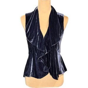 Theory Velvet Draped Vest Sz S Blue Peplum Boho Whimsigoth Witchy Artsy